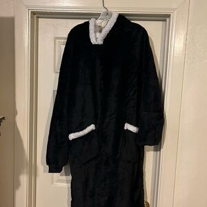 Luxurious Black and White Plush Robe